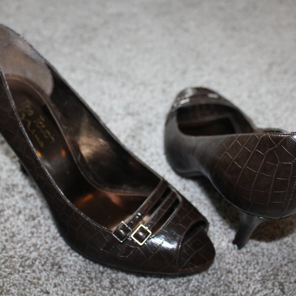 Touch of Nina Croc Print Peep Toe Florrie Heels - Picture 4 of 5